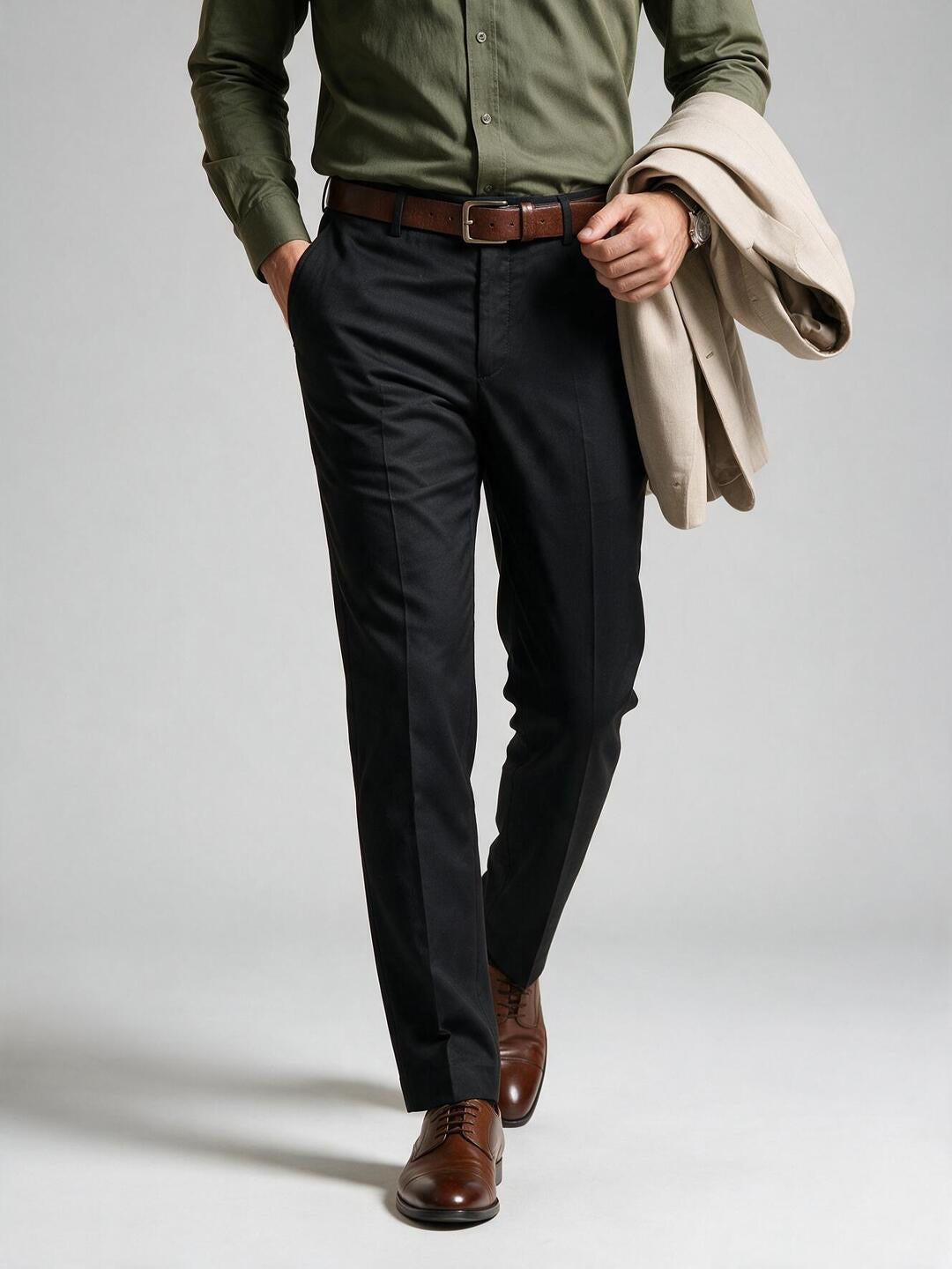 Black Solid Formal Trousers