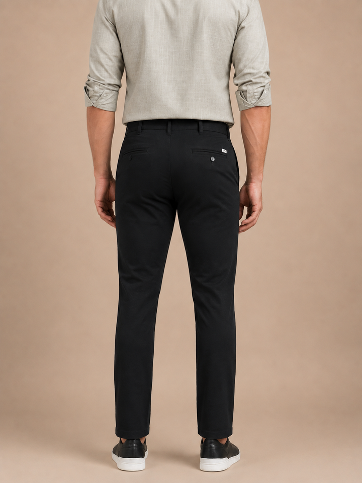 Black Solid Casual Trousers