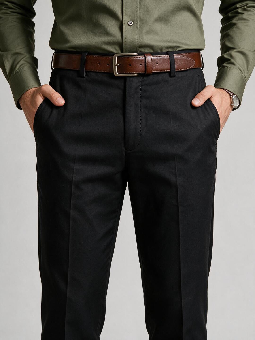 Black Solid Formal Trousers