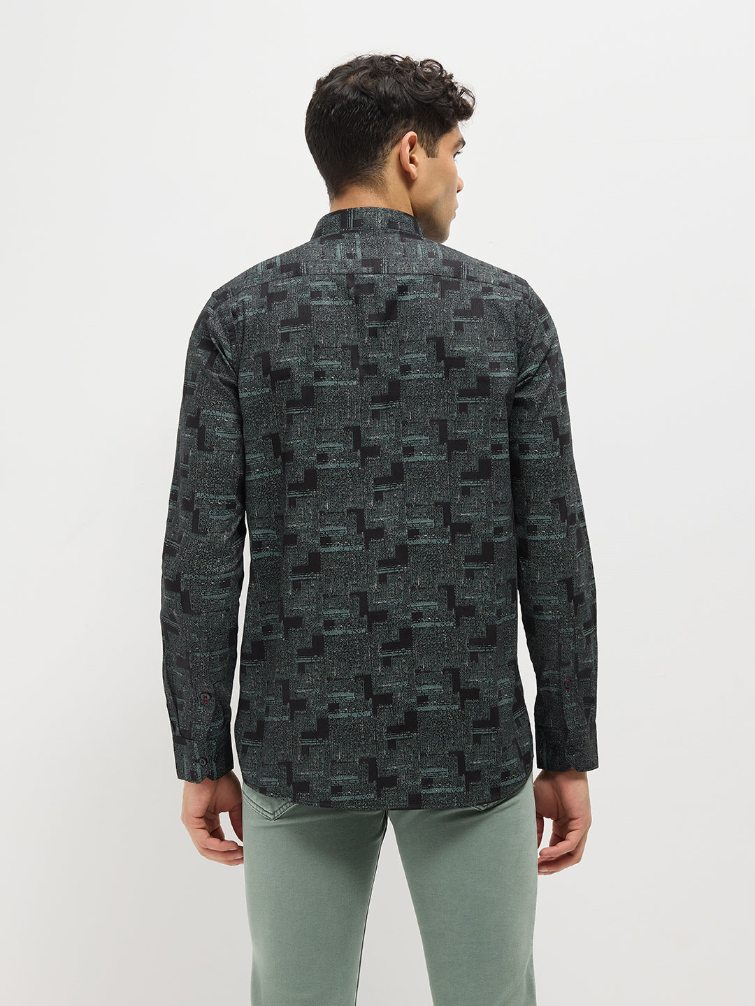 Black Geometric Printed Casual Shirt