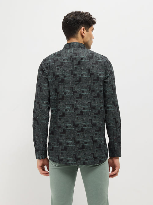 Black Geometric Printed Casual Shirt