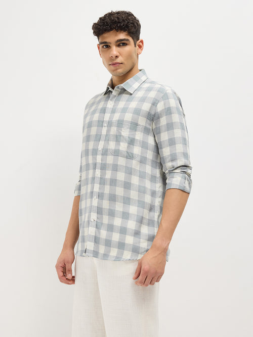 Sky Blue Checked Casual Shirt