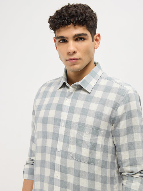 Sky Blue Checked Casual Shirt