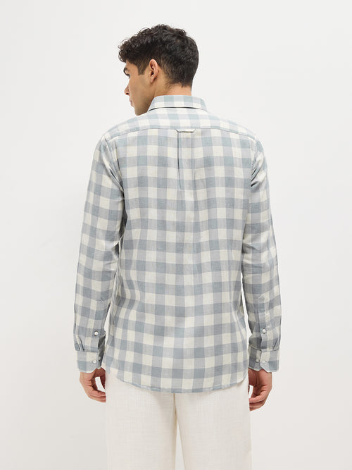 Sky Blue Checked Casual Shirt