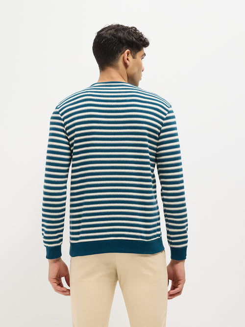 Blue Stripes Crew Neck T Shirt