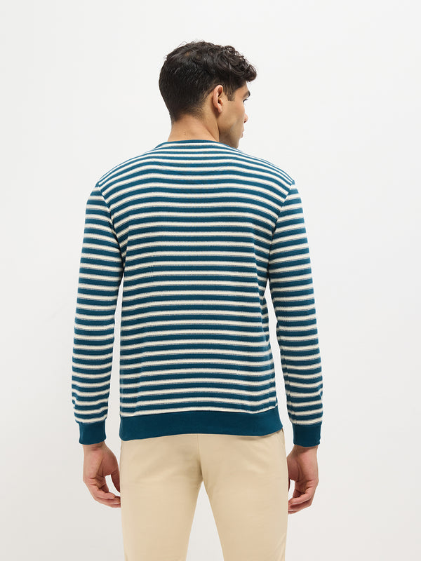 Blue Stripes Crew Neck T Shirt
