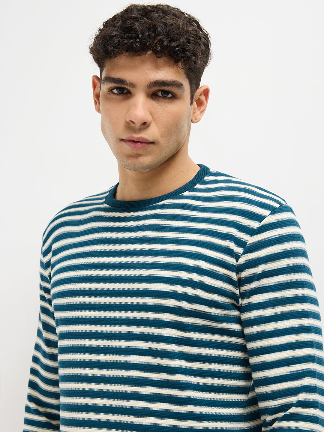Blue Stripes Crew Neck T Shirt