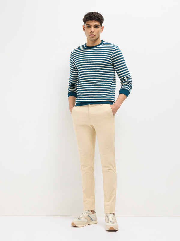 Blue Stripes Crew Neck T Shirt