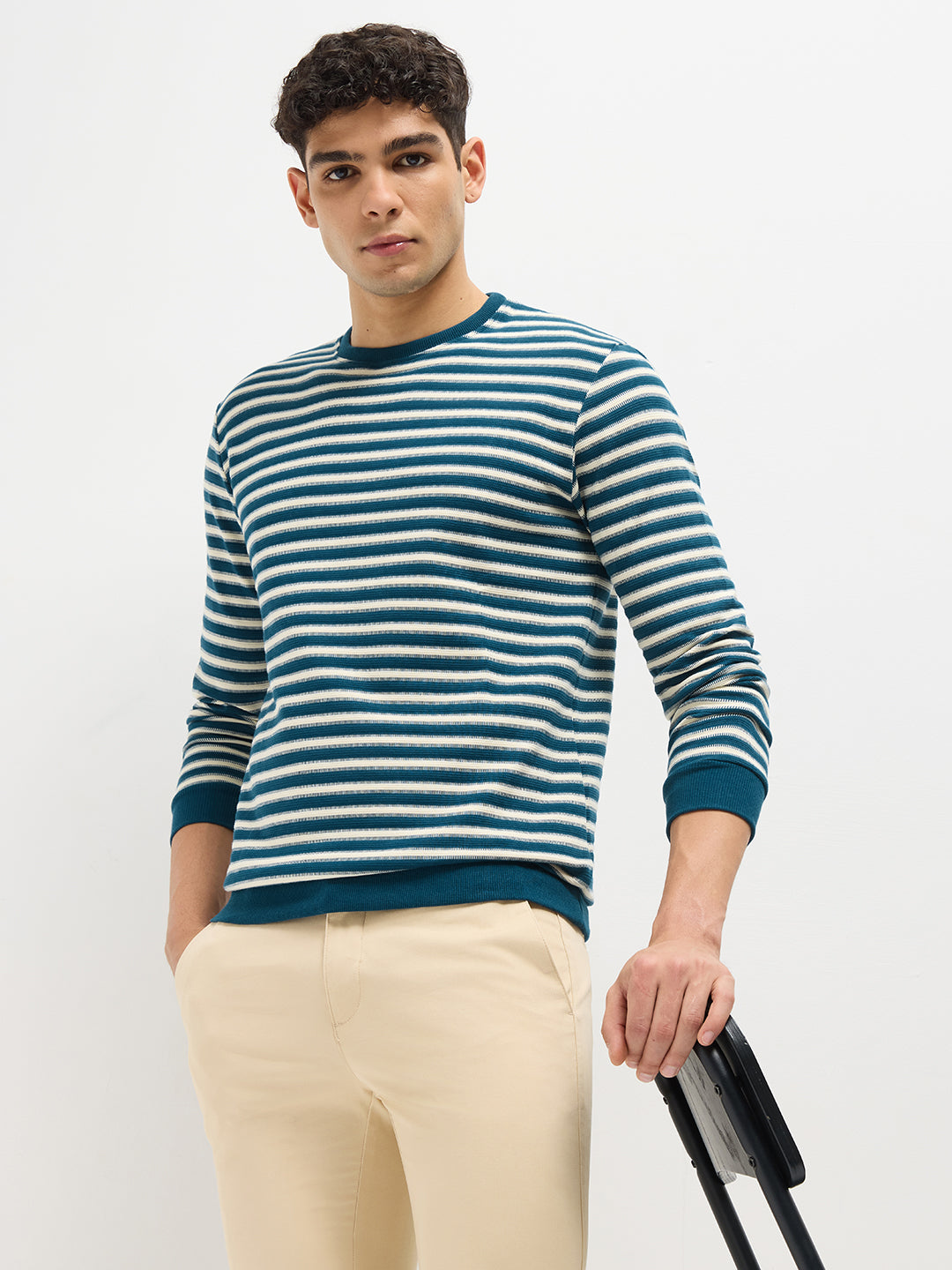 Blue Stripes Crew Neck T Shirt