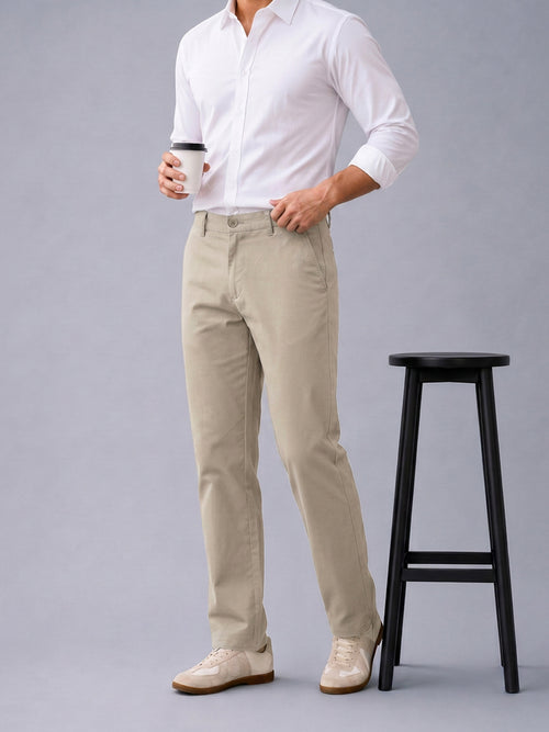 Light Mouse Solid Casual Trousers