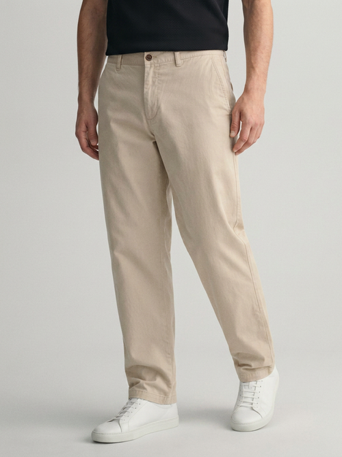 Beige Sand Solid Casual Trousers