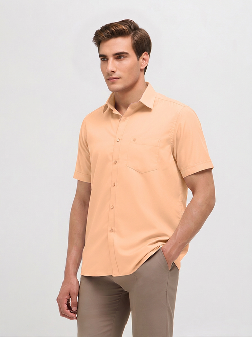 Sand Peach Solid Formal Shirt