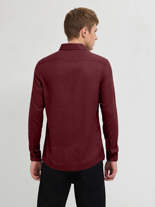 Velvet Red Solid Casual Shirt