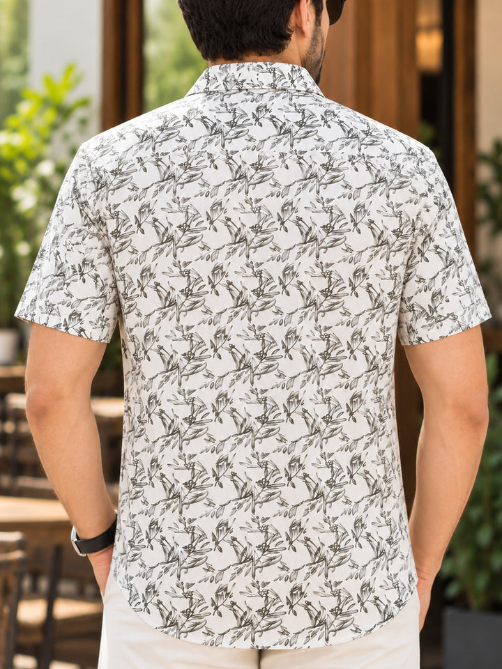 Muted Green Printed Casual Shirt