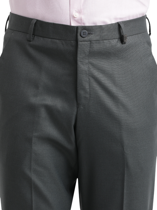 Grey Twill Stretch Formal Trousers