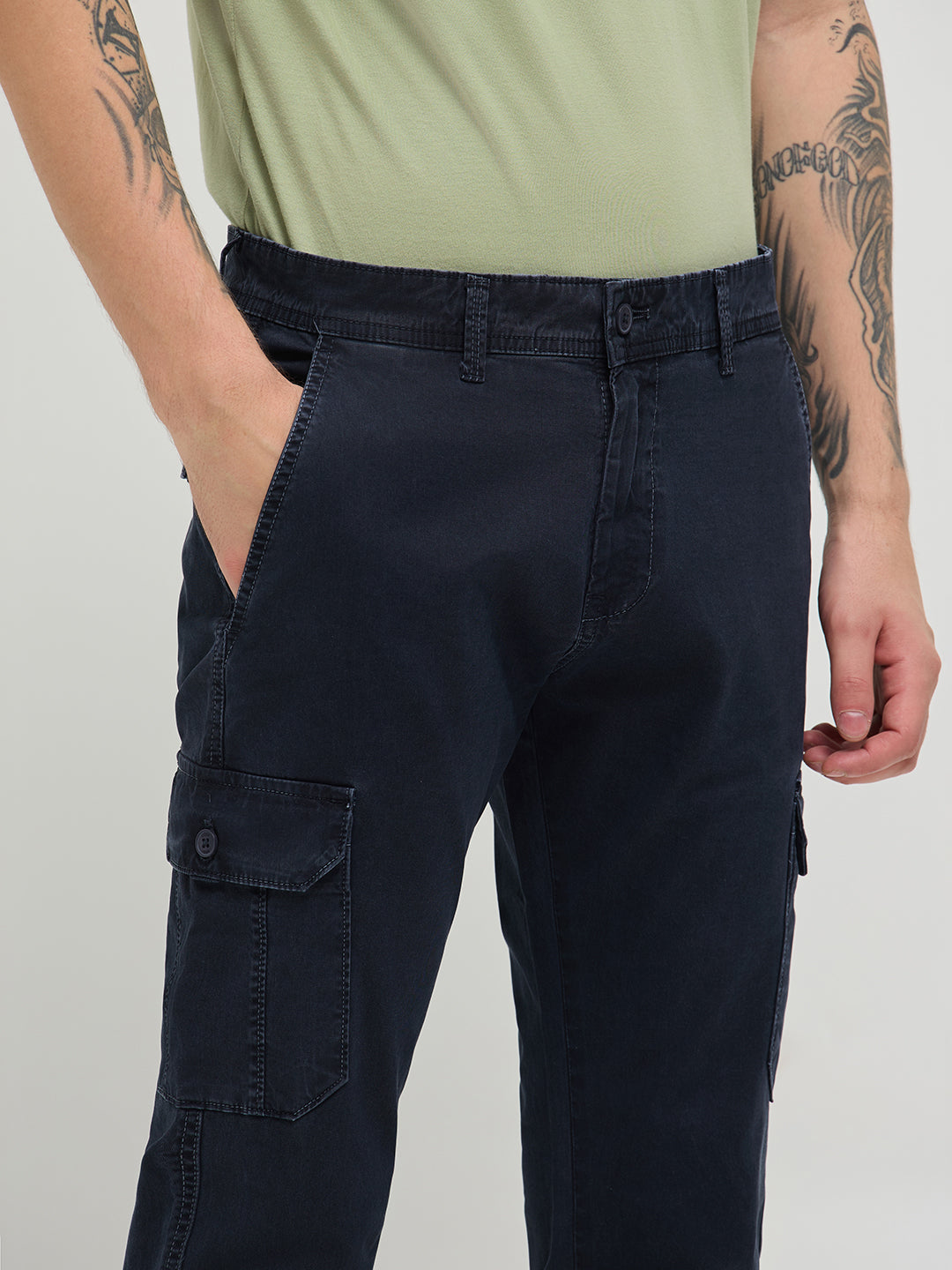 regular fit cotton trousers