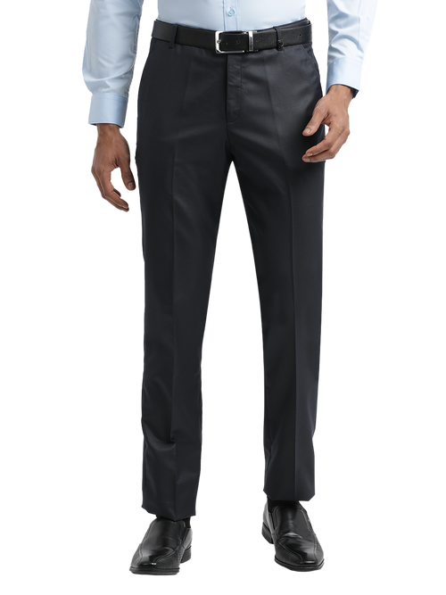 Navy Micro Dobby Solid Trousers