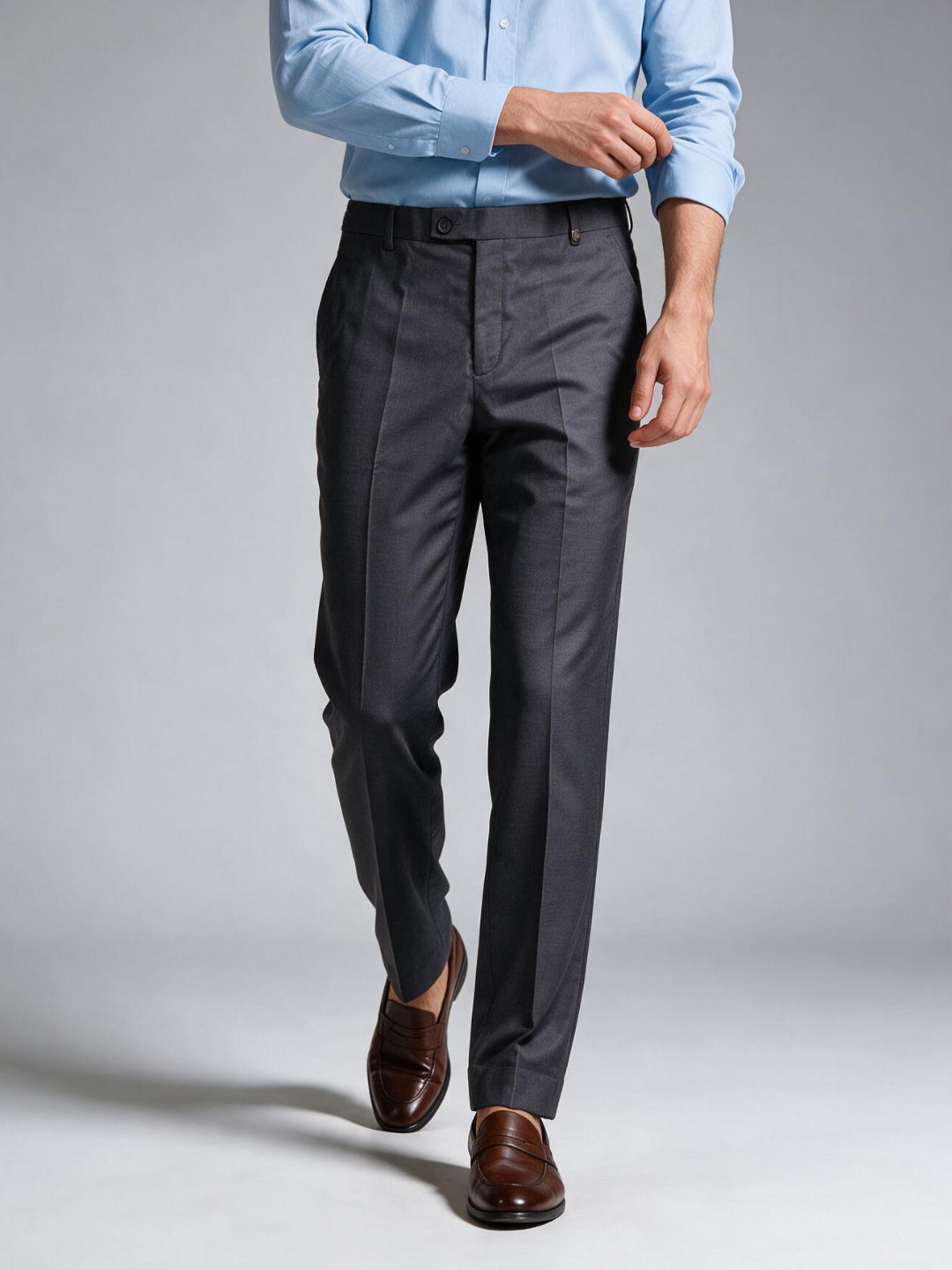 Charcoal Grey Solid Formal Trousers