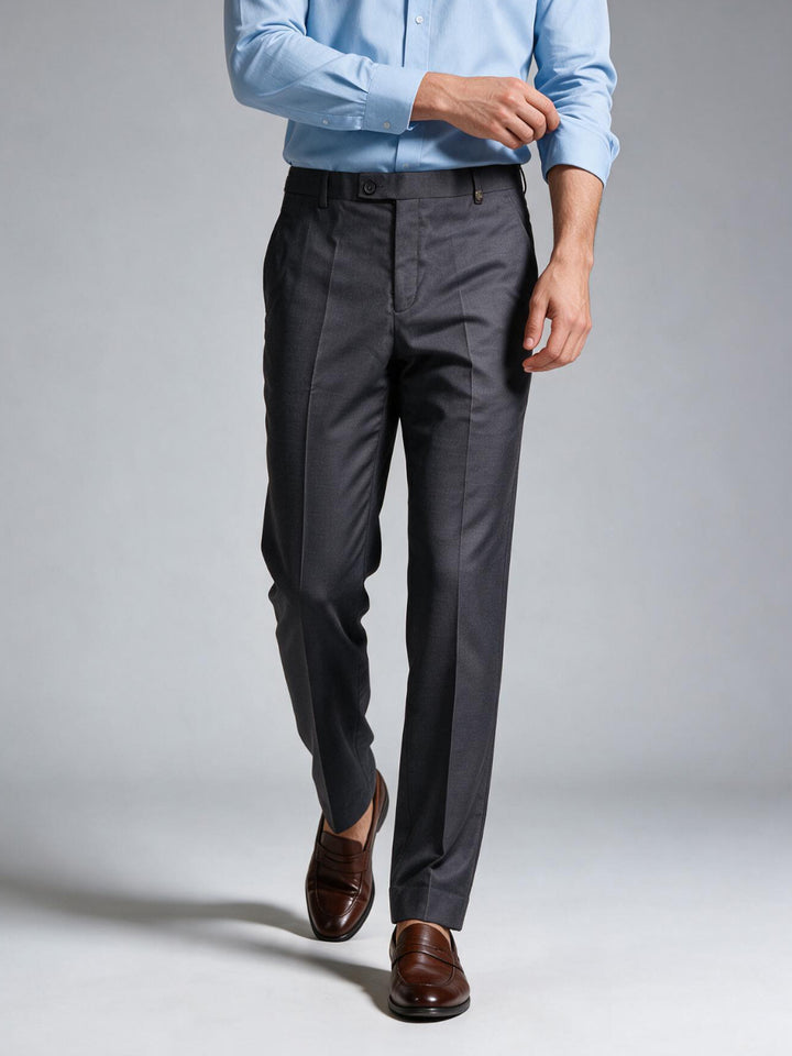Charcoal Grey Solid Formal Trousers