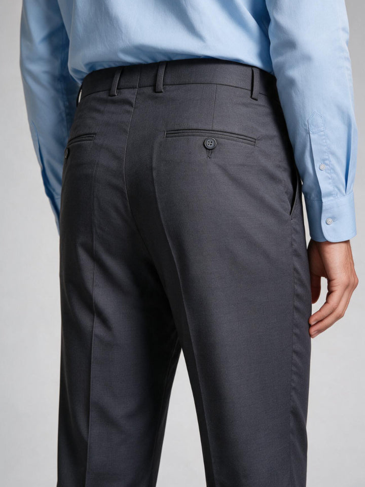 Charcoal Grey Solid Formal Trousers