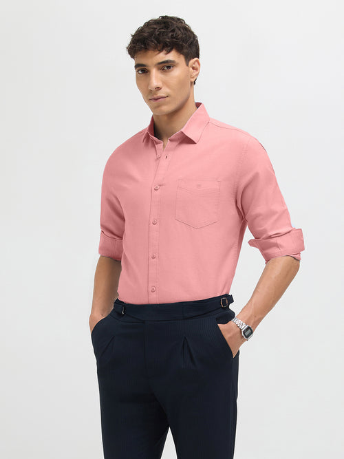 Coral Orange Solid Casual Shirt