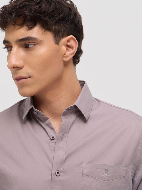 Light Khaki Solid Casual Shirt