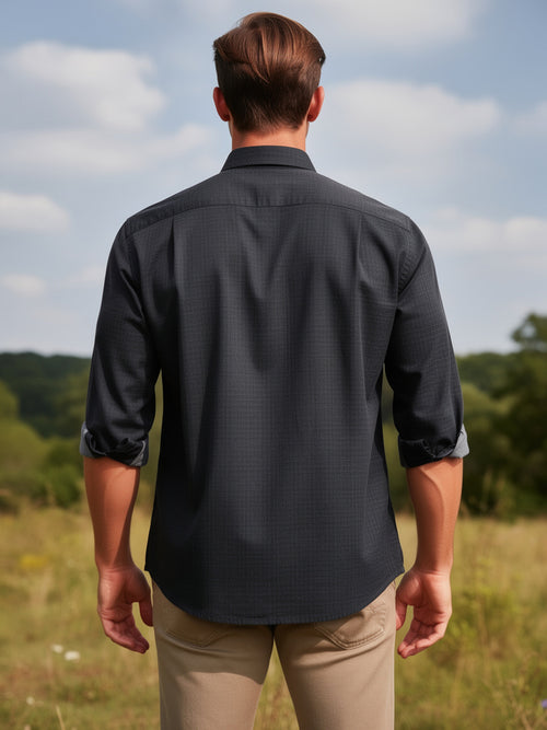 Charcoal Black Plain Casual Shirt