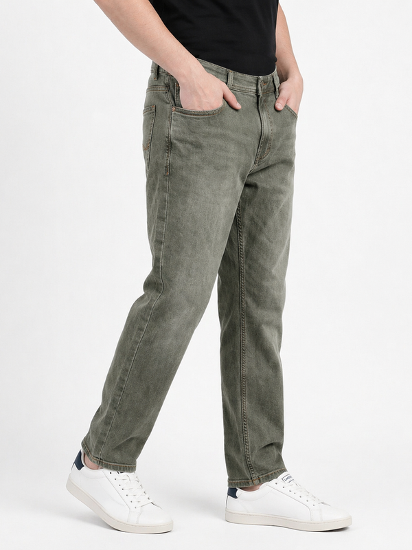 Light Olive Faded Denim Trousers