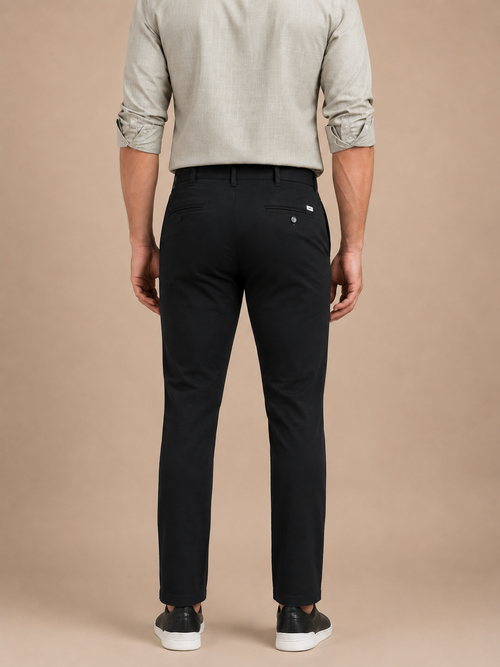 Black Solid Casual Trousers