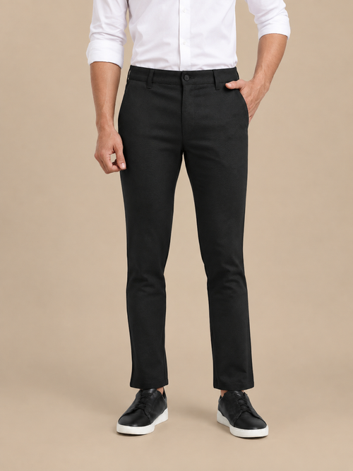 Black Solid Casual Trousers
