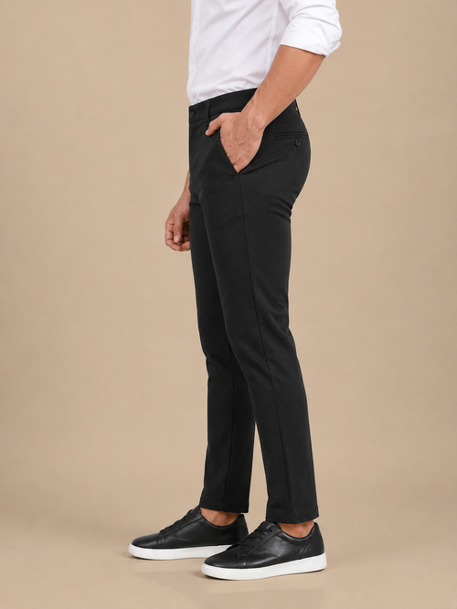 Black Solid Casual Trousers