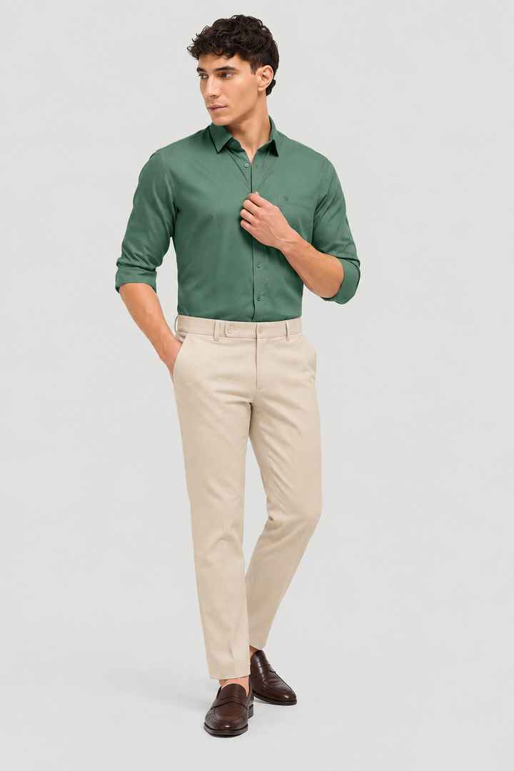 Light Green Solid Formal Shirt