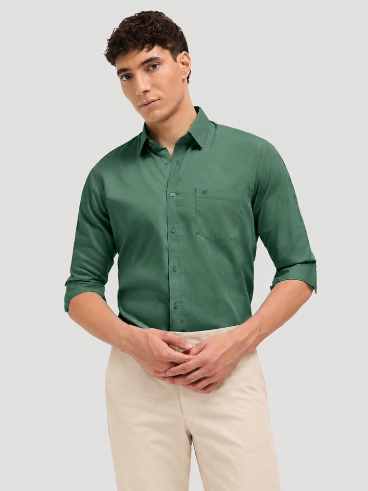 Light Green Solid Formal Shirt
