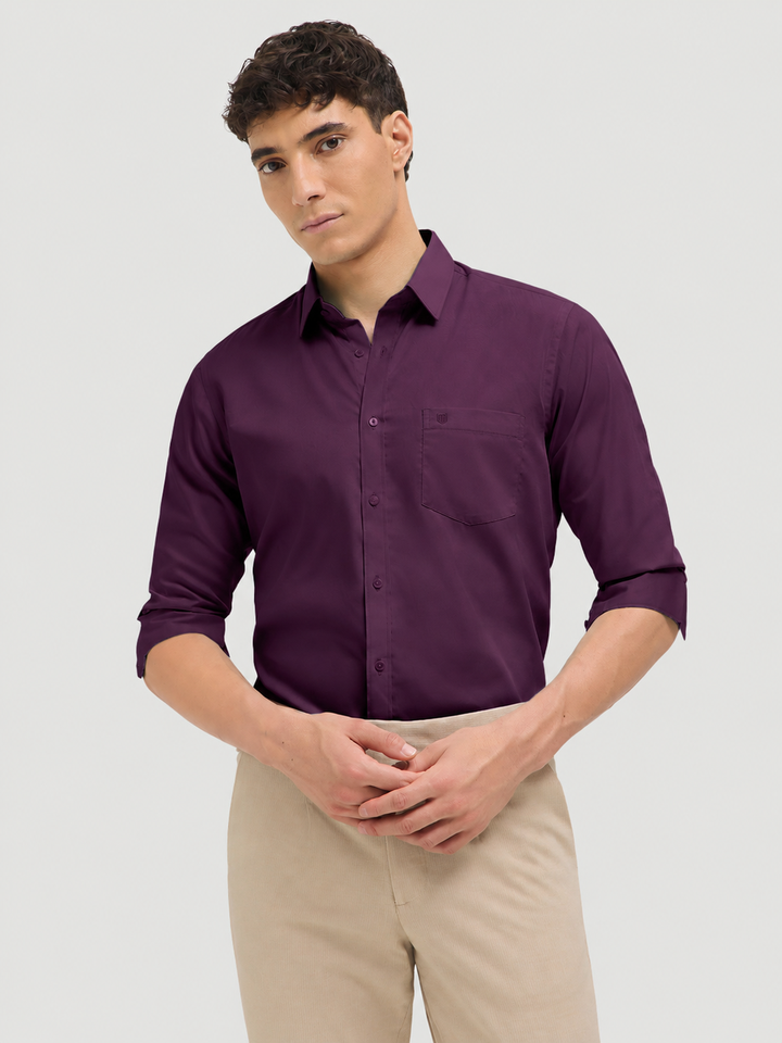 Purple Solid Formal Shirt