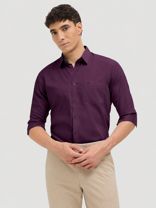 Purple Solid Formal Shirt