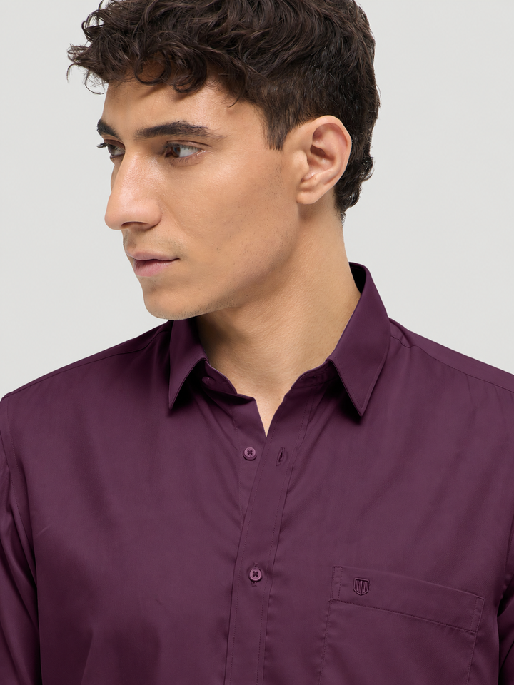 Purple Solid Formal Shirt