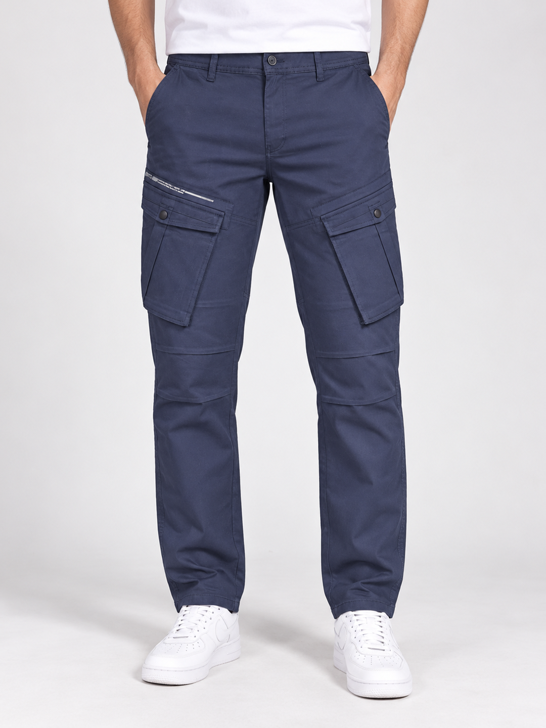 Smokey Blue Grey Casual Cargo Trousers