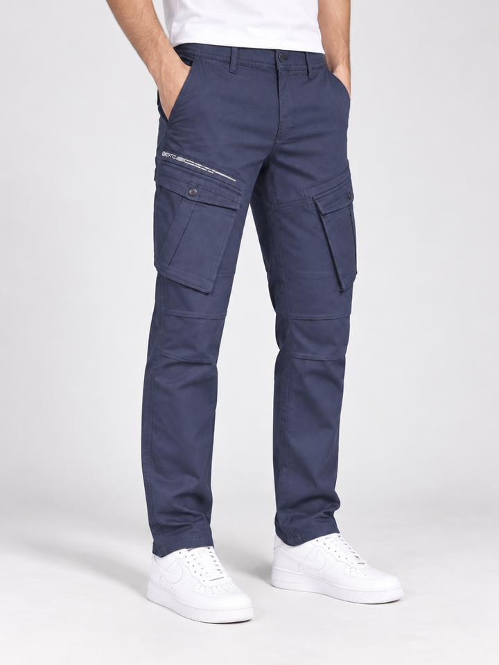 Smokey Blue Grey Casual Cargo Trousers