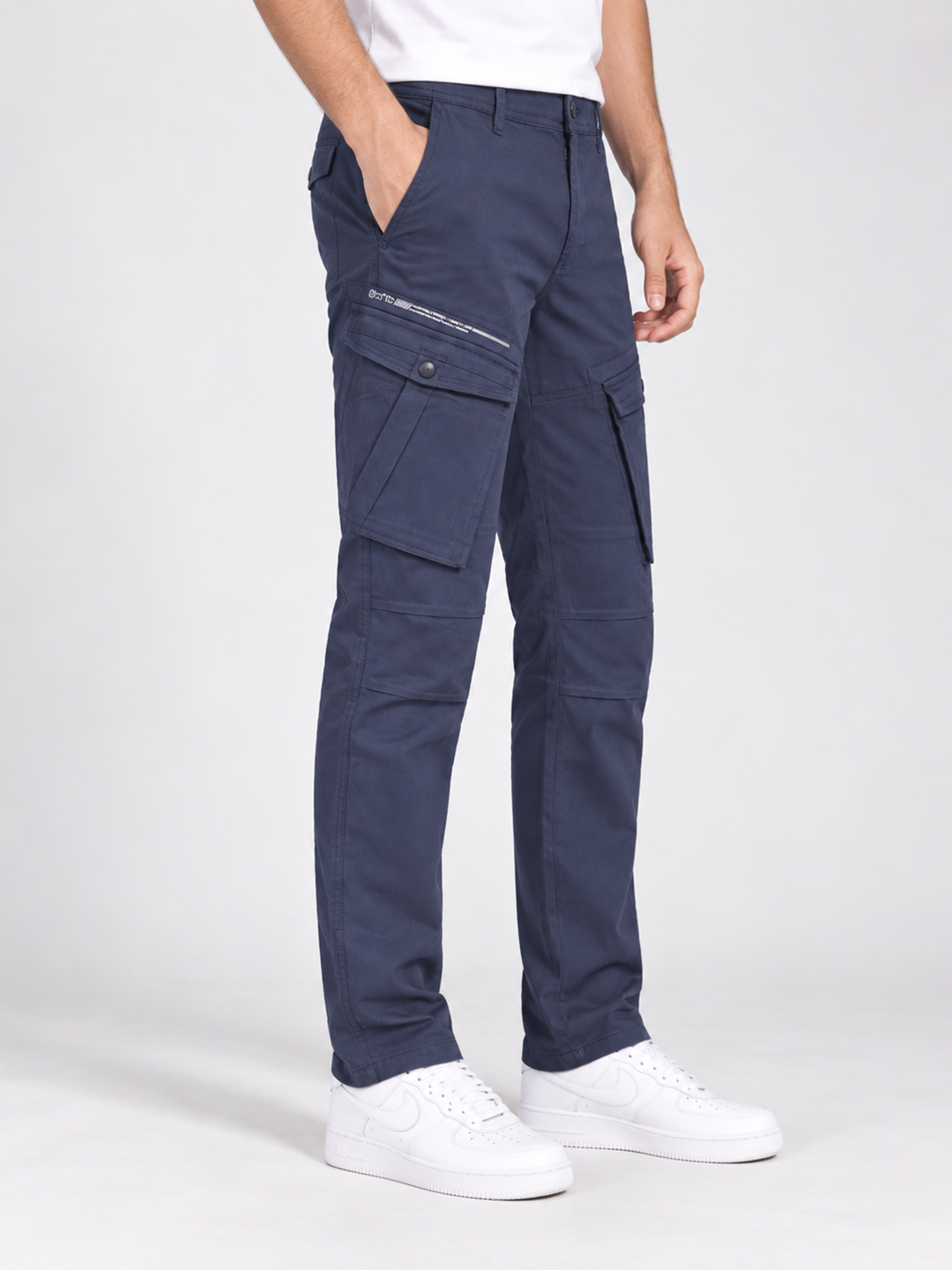 Smokey Blue Grey Casual Cargo Trousers