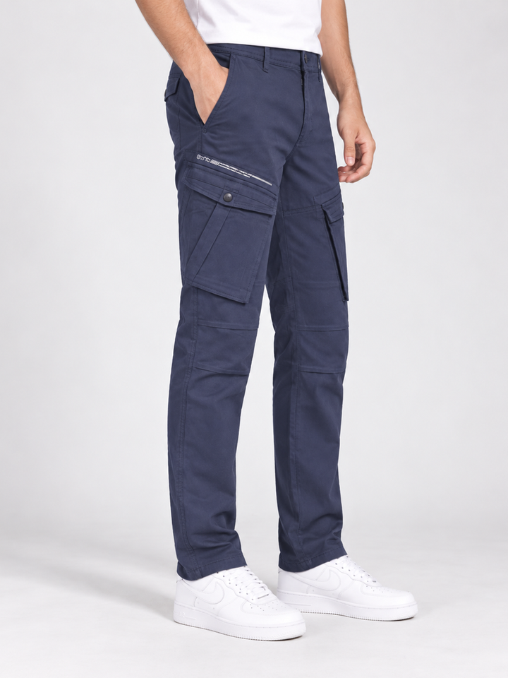 Smokey Blue Grey Casual Cargo Trousers