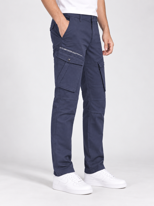 Smokey Blue Grey Casual Cargo Trousers