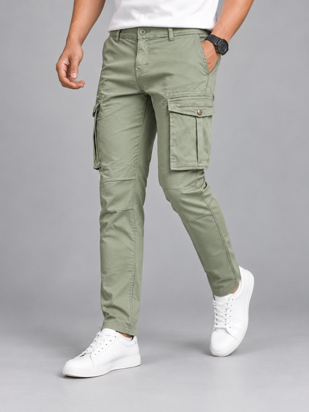 Pista Olive Casual Cargo Trousers
