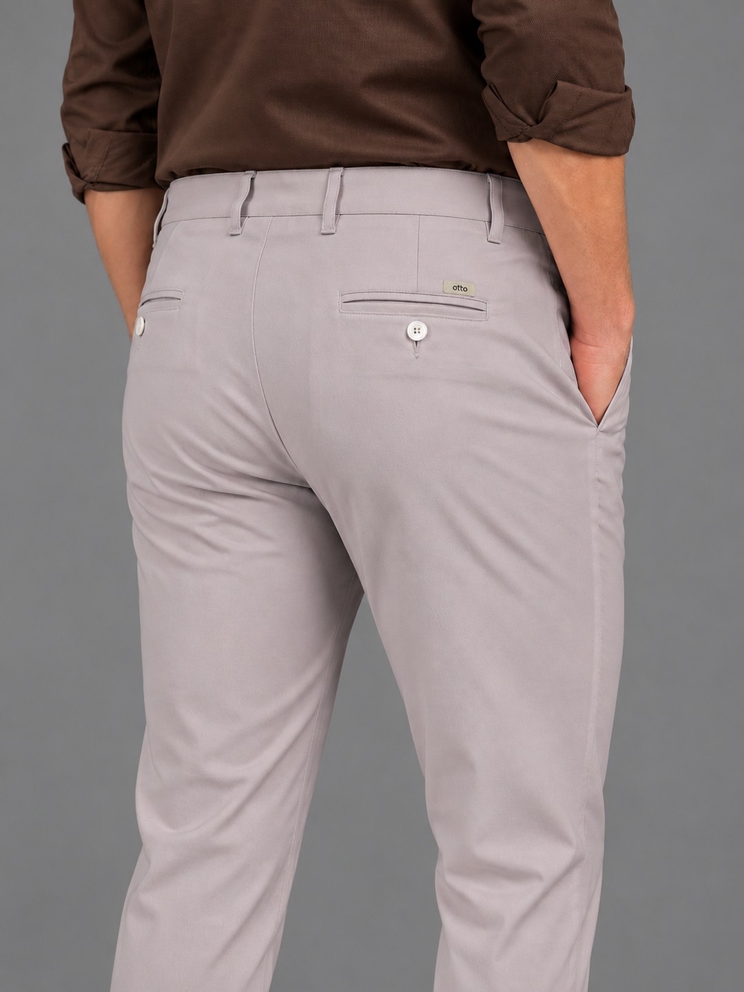 Dusty Rose Grey Solid Casual Trousers