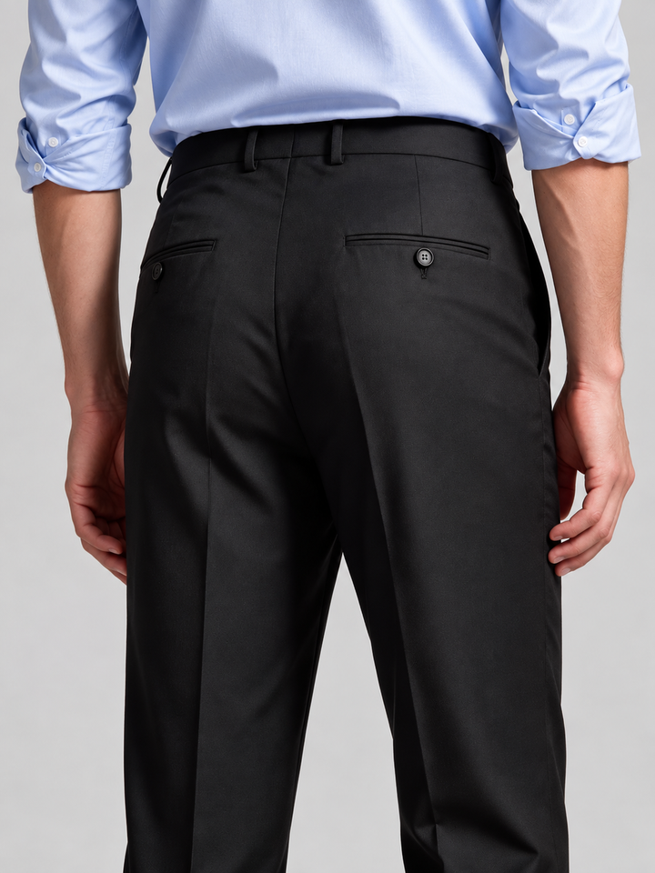 Pitch Black Solid Formal Trousers