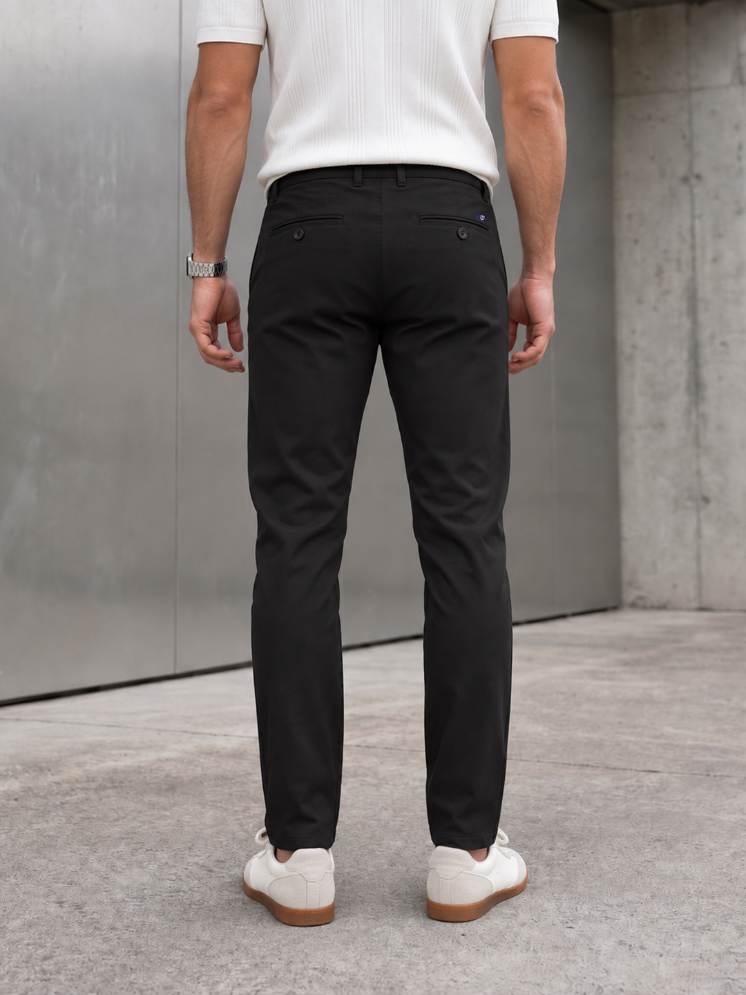 Sable Black Solid Casual Trousers