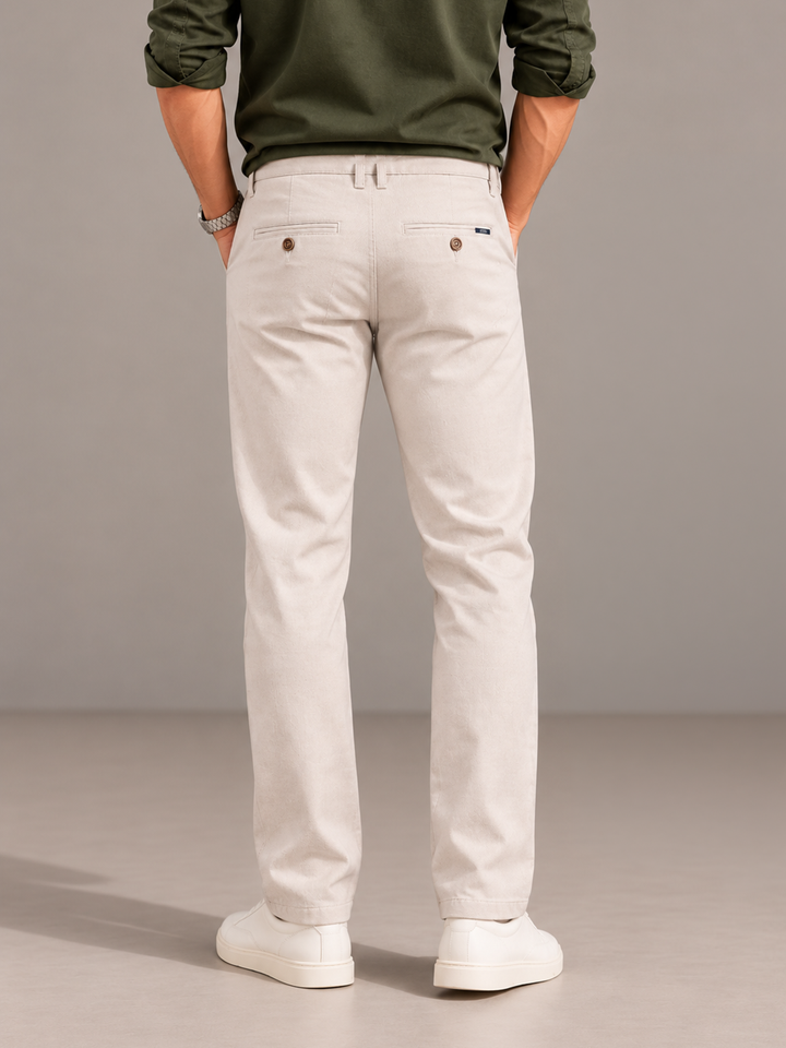 Pale Stone Solid Casual Trousers