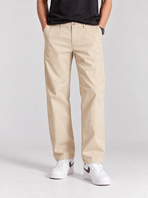 Pale Beige Solid Casual Trousers