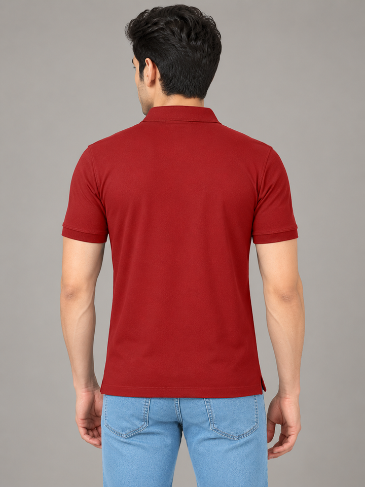 Burgundy Red Plain Polo T Shirt