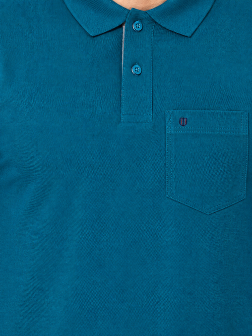 Deep Teal Blue Plain Polo T Shirt