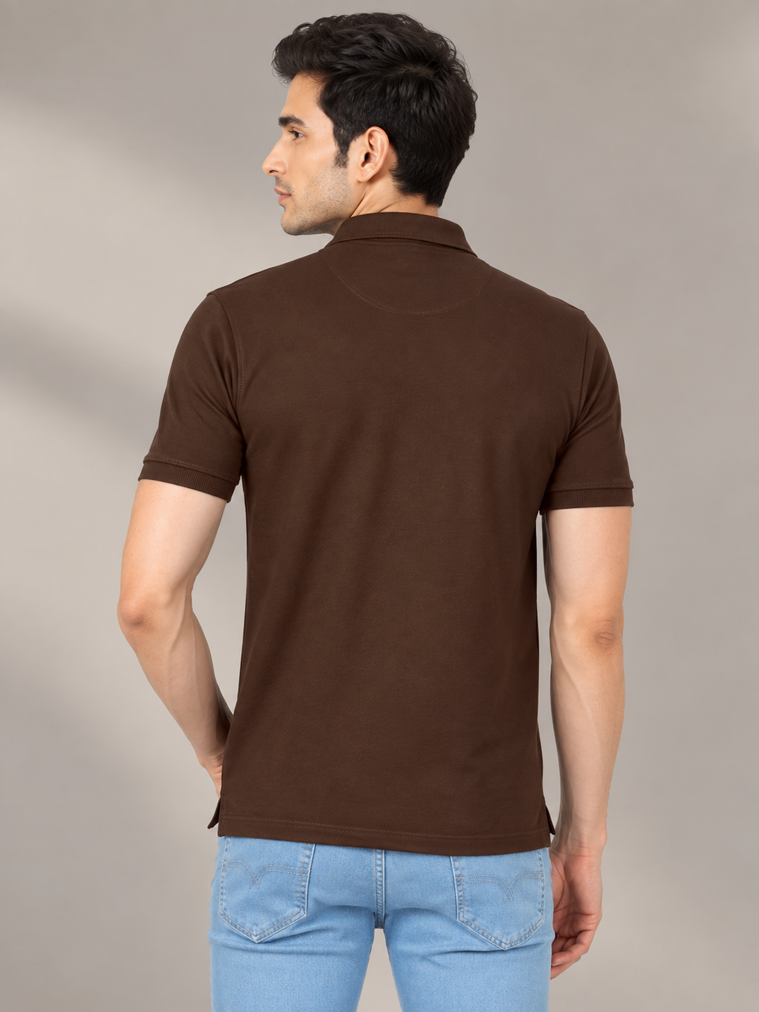 Dark Roasted Brown Plain Polo T Shirt